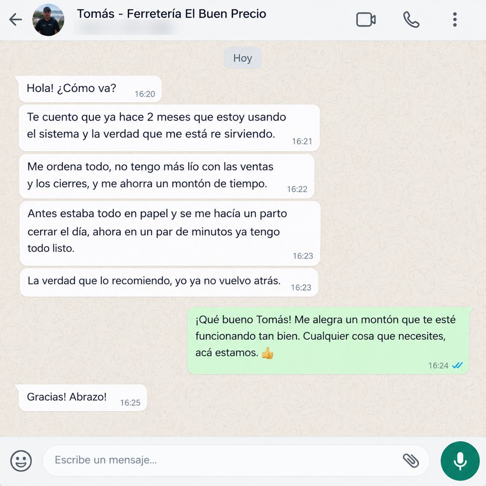 Mensaje de WhatsApp de un comerciante